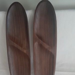 2 x Vintage Wooden Teak Serving Tray Charcuterie Cutting Board Cheese & Crackers